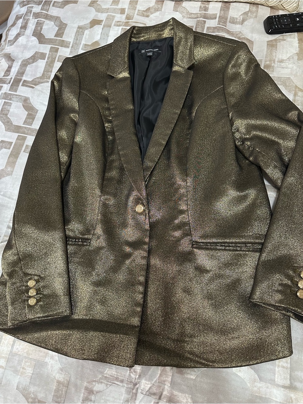 Metallic gold Blazer - Women’s Shimmer Single-Button Jacket